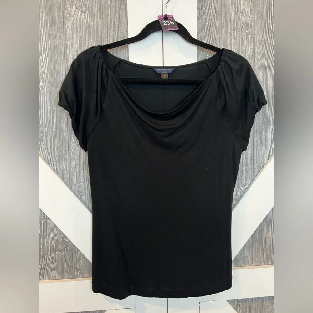 255. Banana Republic Black Cowl Neck Blouse M - Picture 1 of 4